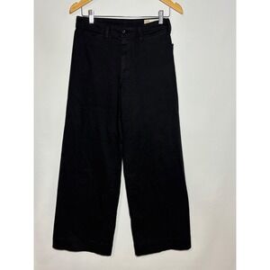 Gap Khakis Womens 4 Black High Rise Wide-Leg Stretch Cotton Twill Pants